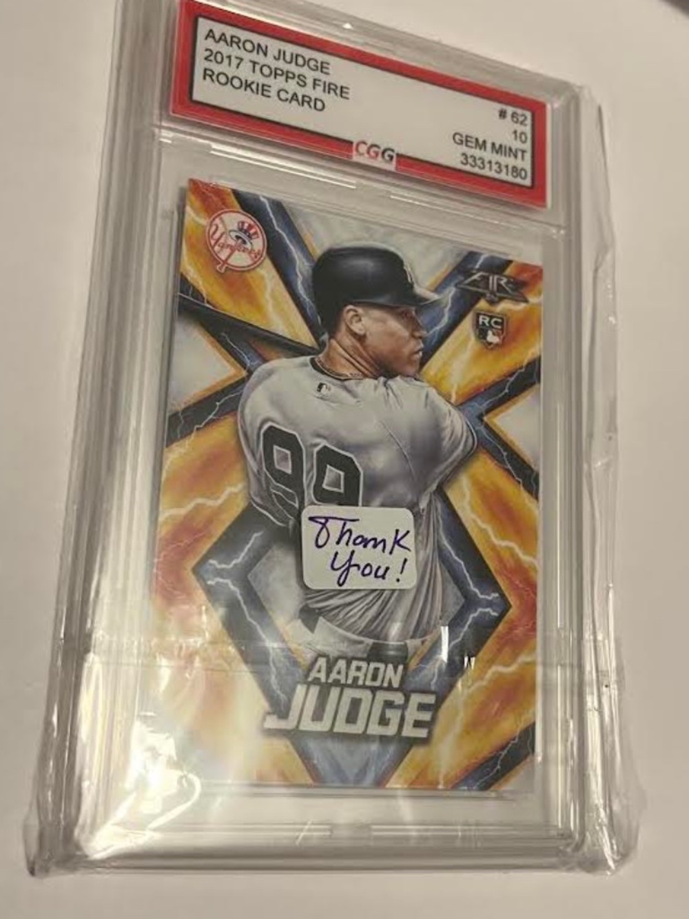 2017 Topps Fire Aaron Judge #62 - CGG 10 MINT!